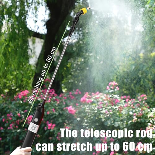 Viitech 8L Battery Pressure Sprayer, Powerful Electric Sprayer with 3 Mist Nozzles, Garden Sprayer with Rechargeable Handle and Adjustable Shoulder Strap (Orange)