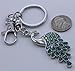Soulbreezecollection Gorgeous Peacock Bird Animal Lover Keychain Key Ring Charm Dark Green AB Glitter Enamel