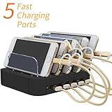 5-Port USB Charging Station Dock,Kany Universal Multi-Port USB Charging Dock Stand Charger Desktop for iPhone 7 6/6S Samsung Galaxy S6/S5 LG and Smartphones iPad