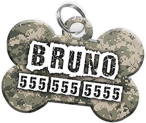 Pet ID Dog Tag - Digital CAMO [Hunting Dog] [Camouflage] Personalized Custom Pet Tag with Pets Name &amp; Contact Number [Multiple Font Choices] [USA COMPANY] [Multiple Colors] (Classic)