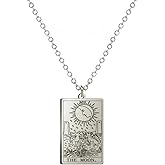 TEAMER Stainless Steel Tarot Cards Necklace Vintage Tarot Jewelry Good Luck Amulet Pendants for Women