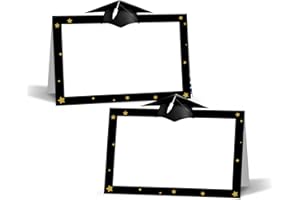 FENGHERUIA 100 Pack Graduation Place Cards 2×3.5 Inch Seating Name Card Tented Cards for Buffet Table Supplies Party Decorations