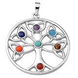 JOVIVI® 7 Chakra Stone Pendant Crystal Reiki Healing Balancing - The tree of Growth Style
