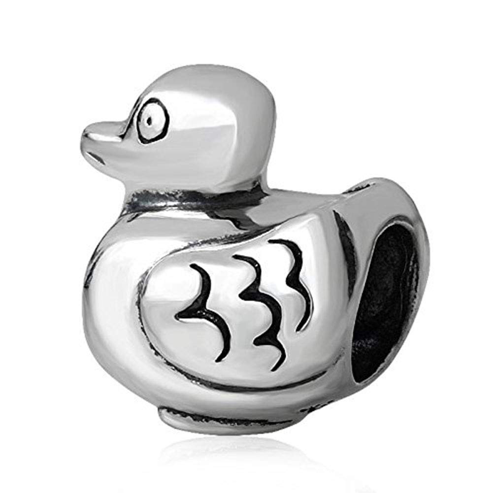 YiRong Jewelry Lucky Duck Charm 925 Sterling Silver Animal Charm Birthday Charm Christmas Charm for Pandor Charm Bracelet (Duck)