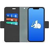 DefenderShield EMF Protection & 5G Anti Radiation iPhone 13 Case - RFID Blocking EMF Shield Detachable Wallet Case with Magnetic Closure (Black)