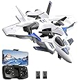Dodoore RC Fighter Jet, RC Plane 2.4GHz 4CH Remote Control Airplane with Camera, Foam RC Aircraft Glider with 3D Flip, Altitude Hold, Headless Mode, 2 Batteries, Easy to Fly for Adults Kids (Blue)