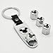 US85 Chrome Mickey Car Wheel Tyre Tire Metal Alloy Stem Valve Cap & Keychain Set
