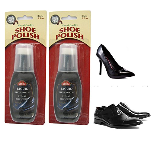 2 Pc Black Shoe Polish Liquid Leather Instant Self Shine Boot Cream Wax 2.5 oz