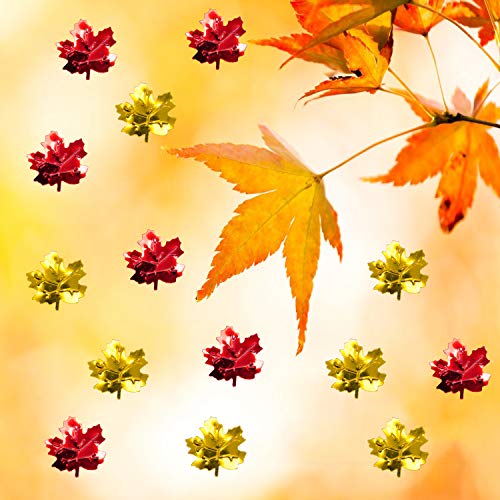 Iceyyyy 1000pcs+ Fall Thanksgiving Maple Leaves Confetti - Autumn Party Table Maple Leaves Metallic Foil Confetti Decorations