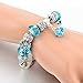 Long Way Blue Beads Carved Bracelet Sliver Plated Snake Chain Charm Strand Bracelet For Women&Men (Silver-blue)