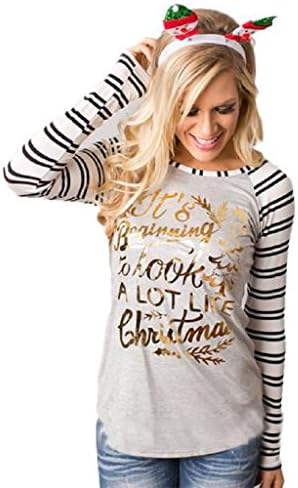 Laimeng, Women Fashion Stripe Round Collar Cotton Long Sleeve Casual Blouse (3XL, Gray)