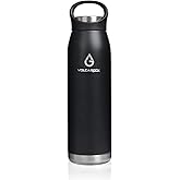 VOLCAROCK Insulated Water Bottle 24oz (710ml), Double Wall Stainless Steel Water bottle Durable Vacuum Flask Leakproof Non-sweat, Keep Cold 24H & Hot 12H
