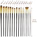 Paint Brushes - 15 Pc Brush Set for Watercolor, Acrylic, Oil & Face Painting | Long Handle Artist Paintbrushes with Travel Holder (Cool Blue) & Free Gift Box | Art Supplies by MyArtscape™