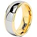 100S JEWELRY Tungsten Rings for Men Women Wedding Band Two Tones Gold Silver Engagement Sizes 6-16
