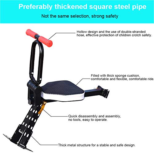 Together-life Front Mounted Child Bike Seats, Foldable Ultralight Baby Kids' Bicycle Carrier with Handrail and Pedal for Mountain Bikes, Hybrid Bikes, Fitness Bikes - Thumbnail 2