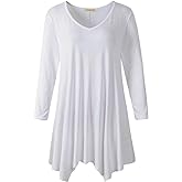 LARACE Plus Size Tops for Women Tunic Asymmetrical Dress Shirts 3/4 Sleeve V Neck Flowy Ladies Clothes for Leggings