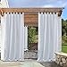 PONY DANCE Outdoor Curtain for Patio - Sticky Tab Top Light Blocking Curtains Drapes UV Protection Waterproof Garden Shade, 52 Wide by 108-inch Long, Greyish White, 1 Piece