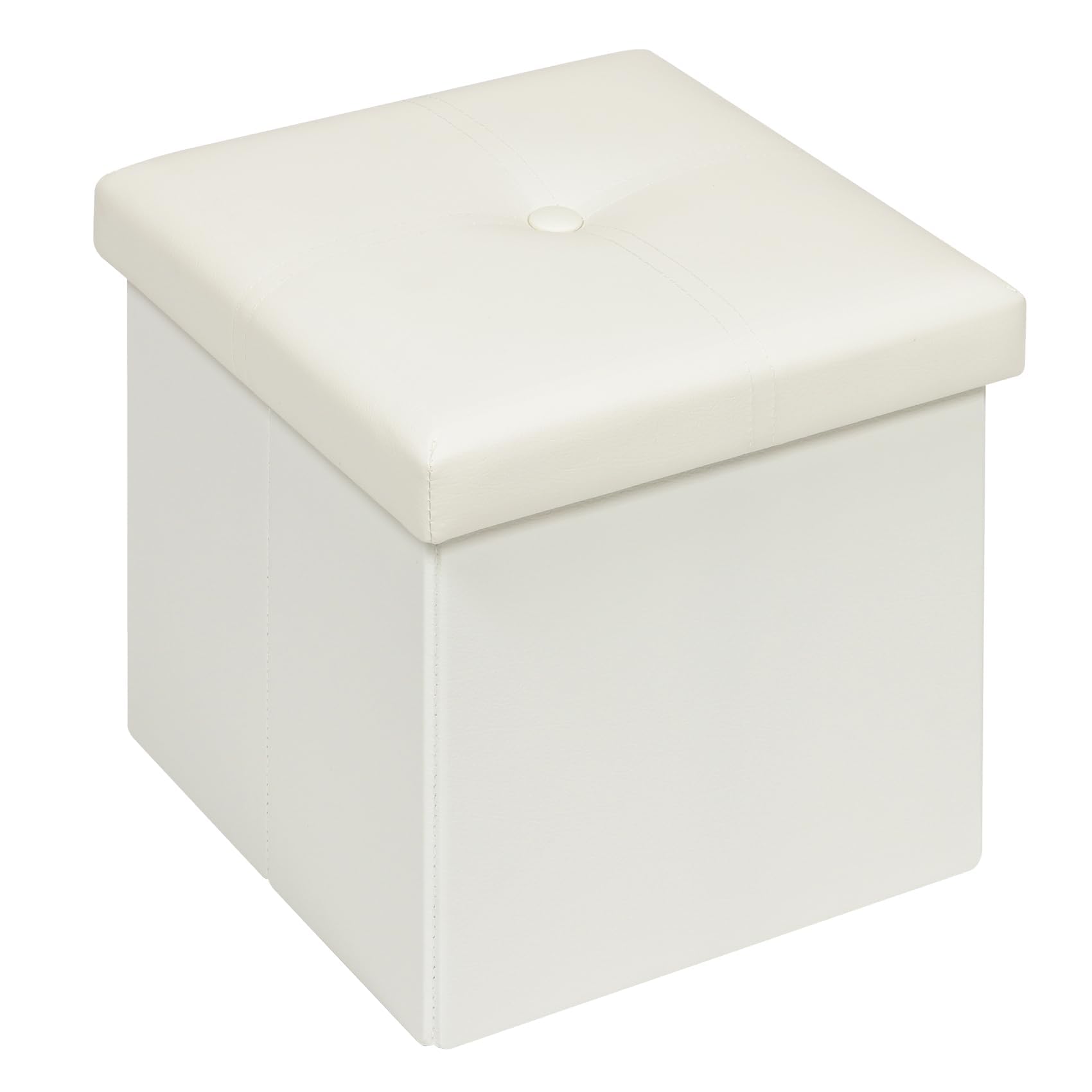 Bonlife Storage Ottoman Boxes Faux Leather Folding Cube Foot Stool Toy Box Chest for Kids Cream Small Ottoman Storage Office Box Cream 30x30x30cm