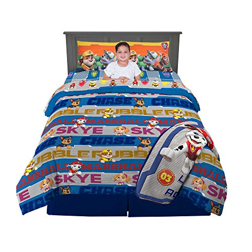 Nickelodeon Paw Patrol Super Soft Kids Bedding Set, 6 Piece Full Size, Includes Grey Leap Into Action Throw