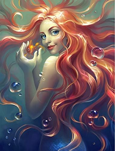 BYAMD 5d Diamond Painting Kits for Adults Kids Mermaid Full Drill Diamond dotz for Home Wall Decor 12x16inch(Canvas Size)