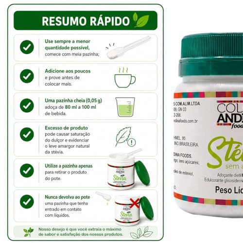Adoçante Stévia Color Andina 20g-2 potes