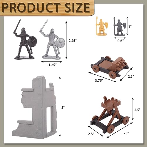 LovesTown 250PCS Medieval Knight Toys, Ancient Toy Soldiers Knight Action Figures Ancient Warrior Figurines with Storage Bag for Boys Birthday