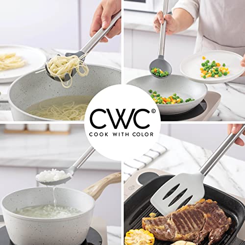 COOK WITH COLOR Silicone Cooking Utensils, 5 Pc Kitchen Utensil Set