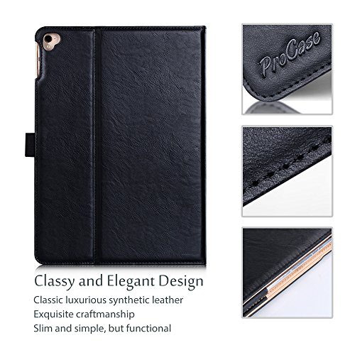 iPad Pro 9.7 Case - ProCase Stand Folio Case Cover for Apple iPad Pro 9.7 Inch 2016, with Multiple Viewing Angles, Document Card Pocket (Black)