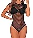 Shawhuwa Womens Sexy Sheer Caged Short Sleeve Bodysuit Jumpsuit Leotard L Black