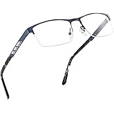MAYSUNGLASS GL8927 Reading Glasses for Men Blue Light Blocking Half Frame Metal Readers Spring Hinge
