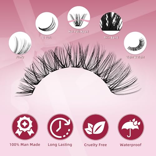 Mayhug Lash Clusters Kit, 640 Pcs Eyelashes Clusters Extensions 9-16mm Individual Lashes D Curl Fluffy Wispy False Eyelashes Thin Band, with Bond Seal Remover Tweezers Brush DIY (30D+40D Kit 9-16mm)