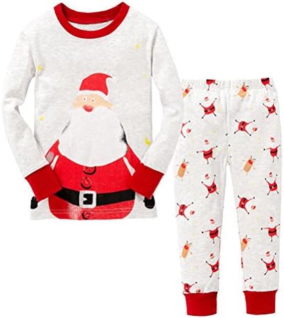 Blcswan Boy Girl Xmas Christmas Santa 2 Piece Pajamas Set 100% Cotton 12M-8Y