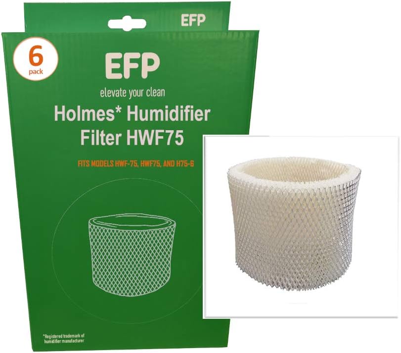 EFP Humidifier Filters for Honeywell HCM-6009, HCM6009; Bionaire Models W12, HM-3400, W15, W14, Holmes HWF-75, HWF75, H75-6 and Sunbeam SCM 3609, SCM3609P, SF221, SF-221 (6 Filters)