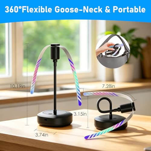 Ventilateurs Anti-Mouches pour Tables Lot de 2 Rechargeables à pales réfléchissantes des Deux côtés Portables et suspendables col Flexible 360° pales Douces avec Crochet pour intérieur et extérieur