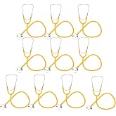MedSource Single-Head Stethoscope with 22-Inch Yellow Tubing and Aluminum Chestpiece, 10 Pack