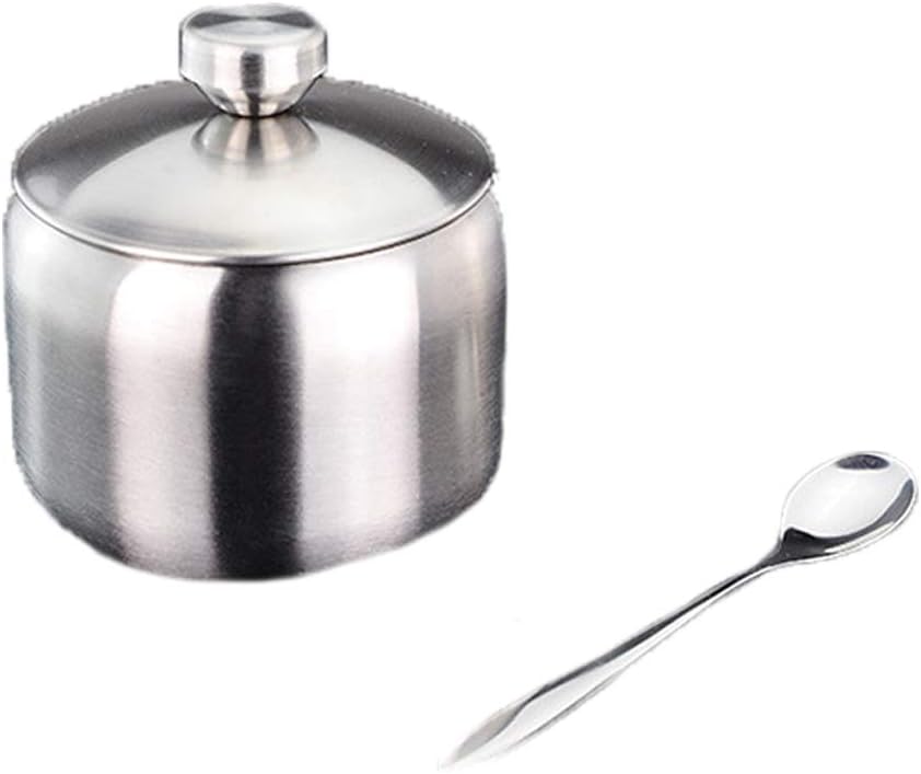 VICSPORT Sugar Bowl Dispenser Stainless Bowls with Lid and Spoon BigaMart