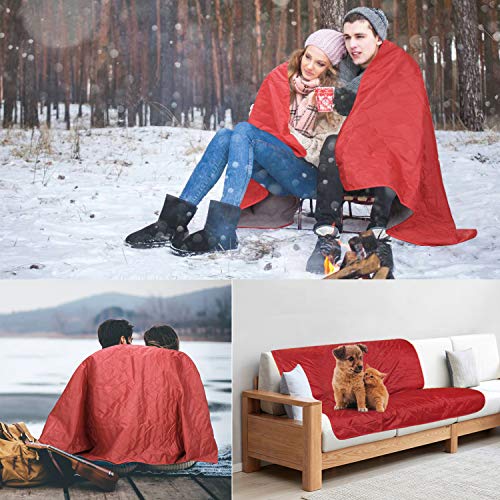 URPRO Waterproof Warm Fleece Outdoor Blanket Extra Large Lightweight Portable with Carry Bag for Stadium, Picnic, Camping, Beach, Dogs, Sofa RED - Thumbnail 6