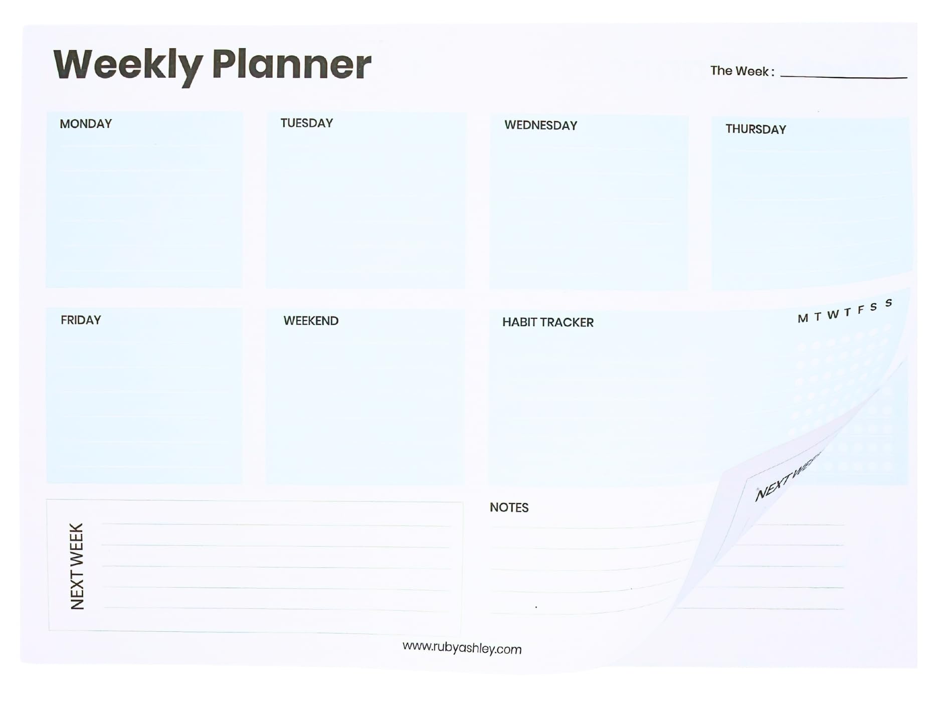 Weekly Planner - Organise Your Week With Ease. To Do List Pad. 100 Week Planner by Ruby Ashley