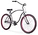 Firmstrong Chief Man Three Speed Beach Cruiser Bicycle with Red Rims, 15.5x26-Inch, Matte Grey