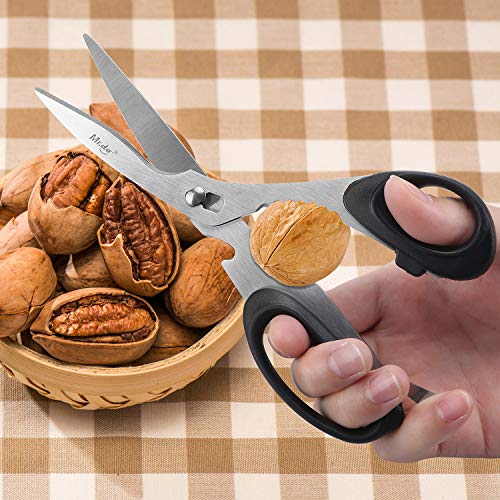 Kitchen Scissors, 2 Pack Come-Apart Kitchen Shears Herb Scissors, 4 in 1 Multi Purpose Stainless Steel Scissors for BBQ Chicken Poultry Meat Vegetables, Bottle Opener (Black)