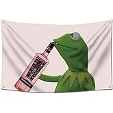 Kermit Pink Funny Flag Meme Banner Flag For Room Guys,3x5 ft Banner,Funny Poster Durable Man Cave Wall Flag with 4 Brass Grommets for College Dorm Room Decor,Outdoor Party