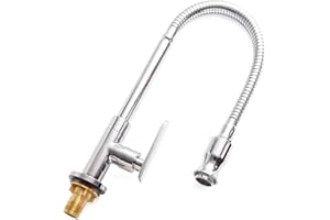 Inchant Single Lever Flexible Pull Out Kitchen Water Tap Sink Faucet Single-Tube Cold Water Basin Taps Vanity Vessel Faucets Deck Mount Chrome Finish