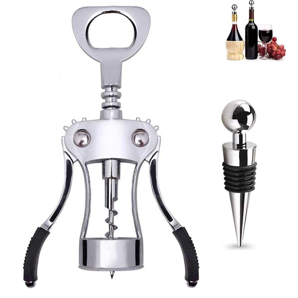 Ventdest Wing Corkscrew Wine Bottle Opener with Bottle Stopper, Premium Corkscrew Cork and Cap Bottle Opener for Waiters Wine Enthusiast