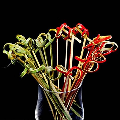 100Pcs/lot Disposable Bamboo Fork Twisted Party Buffet Fruit Desserts Food Cocktail Sandwich Fork Stick Skewer 12cm Long(Green)