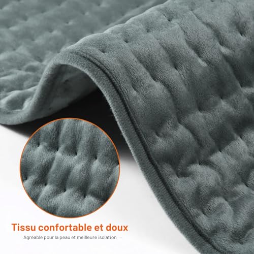 OneAmg Electric Heated Cushion 126 x 30 cm Lumbar Heating Belt 6 Temperature Levels and Automatic Shut-Off Washable Heated Belt with Velcro for Back Cervical Abdomen Grey