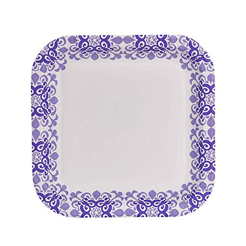 GLAD SQUARE DISPOSABLE PAPER PLATES FOR ALL OCCASIONS | SOAK PROOF, CUT PROOF, MICROWAVEABLE HEAVY DUTY DISPOSABLE PLATES | 8.5″ DIAMETER, 50 COUNT BULK PAPER PLATES