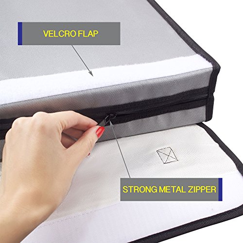 2000Â°F Fireproof Bag Water Proof Money Document Holder - Peace of Mind Security - Foldable for Fire Safe and Fire Box or Grab n Go Storage Battery Cash Legal Passport (15" x 11" x 3")