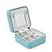 Vlando Small Travel Jewelry Box Organizer - Mirrored Jewelries Necklaces Rings Earrings Necklace Storage Case, Blue