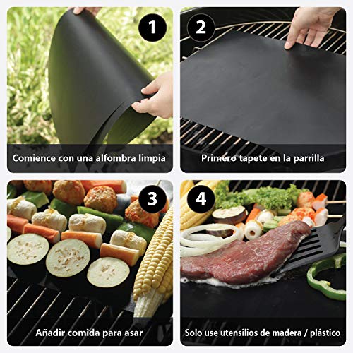 Aoweika 5 Pezzi Tappetini per Barbecue(40x50 cm), Tappetino per Barbecue Riutilizzabile Resistente al Calore e Ideale per Forno, Barbecue, Griglia, Arrosto