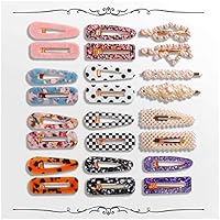 24 PCS Acrylic Resin Hair Barrettes Pearls Drops Hair Clips Fashion Barrettes Geometric Alligator Clips Gold Duckbill Totoise Clips for Women and Youngster Ladies Hair Accessories